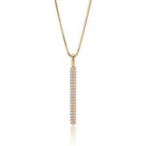 תליון זהב 14K בעיצוב מלבן – 39 יהלומים טבעיים, 0.40ct G VS