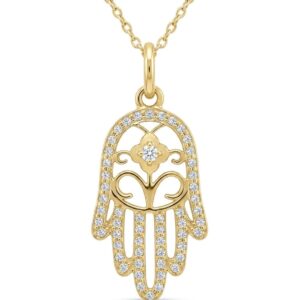 14K Gold Diamond Hamsa Pendant (0.35ct)