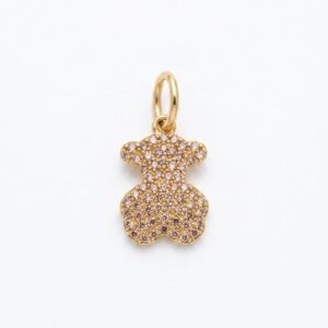 18K Gold Diamond Teddy Bear Pendant (E‑F VS1)