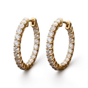 14K Gold Diamond Hoop Earrings (2.50ct F Color)