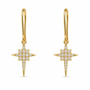 14K Gold Starburst Diamond Drop Earrings (0.40ct E/F VS)