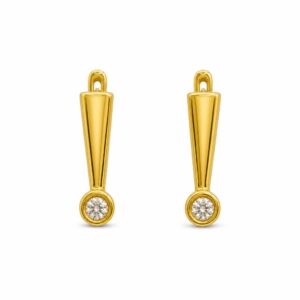 18K Gold Modern Drop Earrings with Natural Diamonds (0.12ct F/VS)