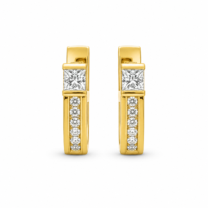 18K Gold Diamond Drop Earrings with Large Center Stones (0.78ct VS1)