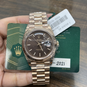 Rolex Day-Date 40 Everose / Chocolate Diagonal Motif 228235-0006