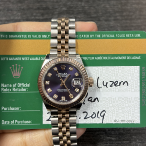 Rolex Lady-Datejust 28 Rolesor Rose Fluted / Jubilee / Aubergine Diamonds 279171-0015