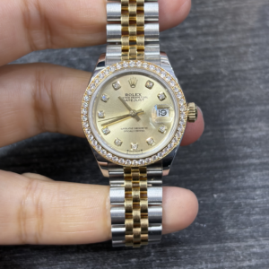 Rolex Lady-Datejust 28 Rolesor Stainless Steel And Yellow Gold / Diamond / Champagne Roman/ Jubilee 279383RBR CHRJ
