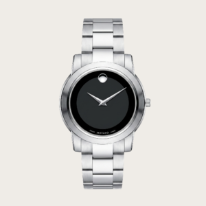 Movado Women’s Silver Stainless Steel Watch – Black Museum Dial & Silver Bracelet