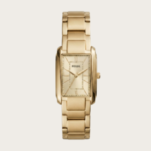 Fossil Women’s Gold‑Tone Rectangular Stainless Steel Watch – Roman Numerals & Gold Bracelet
