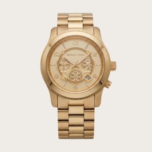 Мужские часы-хронограф Michael Kors золотистого цвета – многофункциональный циферблат и золотой браслет
