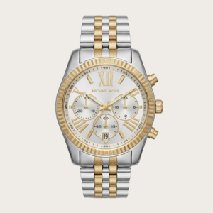 Michael Kors Two‑Tone Chronograph Watch – Silver Dial & Gold Roman Numerals