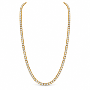 14K Gold CZ Tennis Necklace – Full Stone Line Design