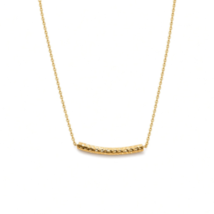 14K Gold Diamond‑Cut Curved Bar Necklace