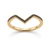 Elegant 14K gold ring featuring 23 natural black diamonds.
