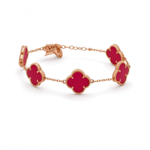 14K Gold Van Cleef Style Bracelet in Red