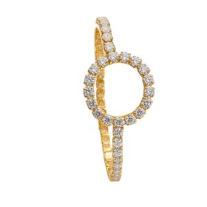 14K Gold Open Circle CZ Bangle Bracelet